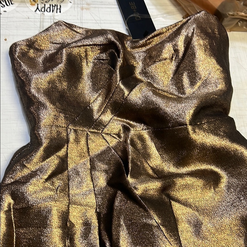 Shimmering Brown Strapless Dress